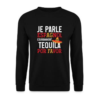 Je parle espagnol tequila cadeau apéro humour - Sweat-shirt Unisexe - noir - Devant - Alina (178cm) & Michal (187cm)