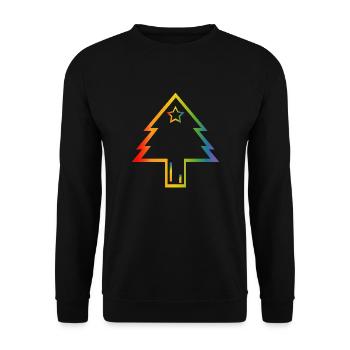 LGBT lgbtqi queer Weihnachtsbaum Regenbogen - Unisex Pullover - Schwarz - Vorne - Alina (178cm) & Michal (187cm)