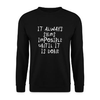 citation citation motivation inspiration impossible - Sweat-shirt Unisexe - noir - Devant - Alina (178cm) & Michal (187cm)