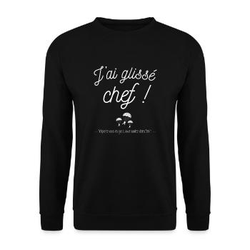 T-shirt j'ai glisse chef - Sweat-shirt Unisexe - noir - Devant - Alina (178cm) & Michal (187cm)