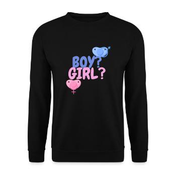 boy or girl? - Unisex Pullover - Schwarz - Vorne - Alina (178cm) & Michal (187cm)