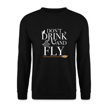 Lustiger Halloween-Hexentext nicht trinken und fliegen - Unisex Pullover - Schwarz - Vorne - Alina (178cm) & Michal (187cm)