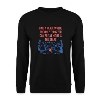 Only Thing You See at Night Camping Stars Camper - Unisex Sweatshirt - black - Front - Alina (178cm) & Michal (187cm)