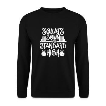 squat down and standard high Design for a squats - Unisex Sweatshirt - black - Front - Alina (178cm) & Michal (187cm)