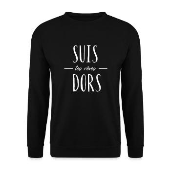 suis tes rêves dors - Sweat-shirt Unisexe - noir - Devant - Alina (178cm) & Michal (187cm)