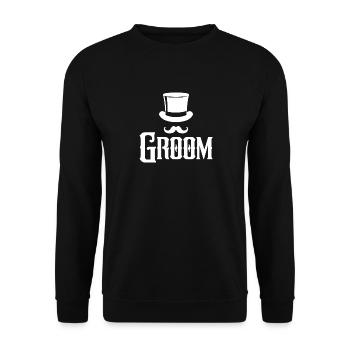 Groom Cool Top Hat & Schnurrbart Herren Junggesellenabschied - Unisex Pullover - Schwarz - Vorne - Alina (178cm) & Michal (187cm)