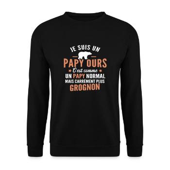 papy ours / cadeau humour grand-père - Sweat-shirt Unisexe - noir - Devant - Alina (178cm) & Michal (187cm)