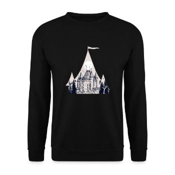 Castle Castle Bergfried Design Middle Ages - Unisex Sweatshirt - black - Front - Alina (178cm) & Michal (187cm)