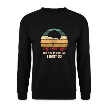 The Sky Is Calling I Must Go Funny Retro Skydiving - Unisex Sweatshirt - black - Front - Alina (178cm) & Michal (187cm)