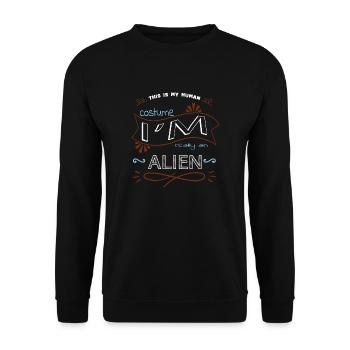 idée actuelle extraterrestre je ne parle pas humain - Sweat-shirt Unisexe - noir - Devant - Alina (178cm) & Michal (187cm)