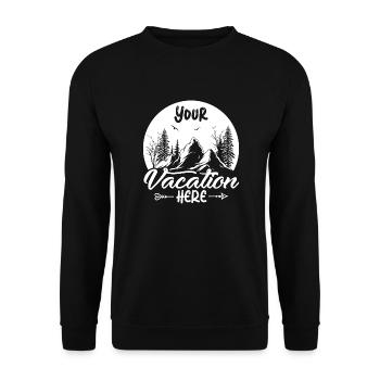 Verbringe deinen Urlaub in den Bergen beim wandern - Unisex Pullover - Schwarz - Vorne - Alina (178cm) & Michal (187cm)