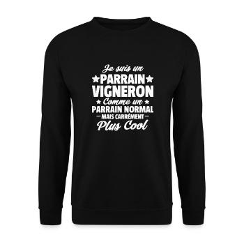 parrain vigneron / parrain viticulteur - Sweat-shirt Unisexe - noir - Devant - Alina (178cm) & Michal (187cm)