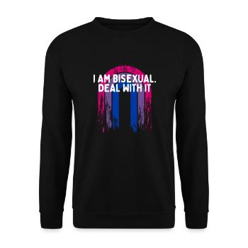 I Am Bisexual Deal with It Bi Sayings Bi Pride - Unisex Sweatshirt - black - Front - Alina (178cm) & Michal (187cm)