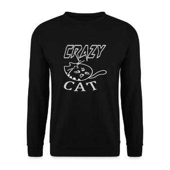 Crazy CAT völlig verrückte Katze - Unisex Pullover - Schwarz - Vorne - Alina (178cm) & Michal (187cm)
