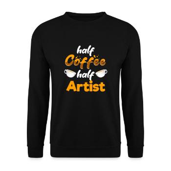 Half Coffee Half Artist Funny Art Humor Designer - Unisex Pullover - Schwarz - Vorne - Alina (178cm) & Michal (187cm)