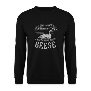 En pensant aux oies, jolies oies, oiseaux sauvages - Sweat-shirt Unisexe - noir - Devant - Alina (178cm) & Michal (187cm)
