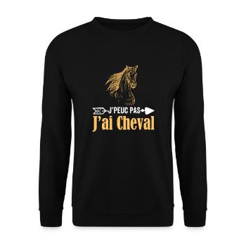 heval Humour Équitation Chevaux | J'ai Cheval - Sweat-shirt Unisexe - noir - Devant - Alina (178cm) & Michal (187cm)