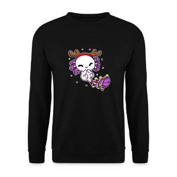 AXOLOTL NOËL DESIGN 2 - Sweat-shirt Unisexe - noir - Devant - Alina (178cm) & Michal (187cm)