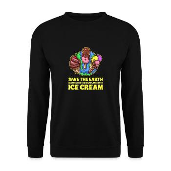 Save the Earth, Ice Cream! - Unisex Sweatshirt - black - Front - Alina (178cm) & Michal (187cm)