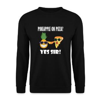 Pineapple Pizza Buddy Ironic Pals Hawaii Pizza - Unisex Pullover - Schwarz - Vorne - Alina (178cm) & Michal (187cm)
