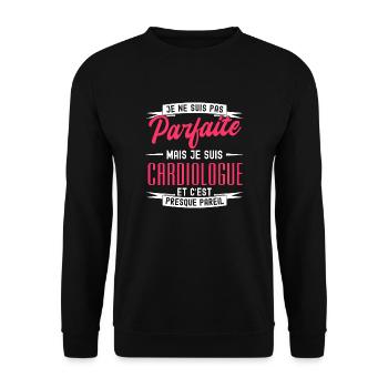 pas parfaite mais cardiologue / cadeau cardiologue - Sweat-shirt Unisexe - noir - Devant - Alina (178cm) & Michal (187cm)