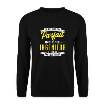 pas parfait mais ingénieur / cadeau ingénieur - Sweat-shirt Unisexe - noir - Devant - Alina (178cm) & Michal (187cm)
