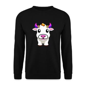 Kuh süß Tier Bauernhof lustig Kühe Tiere neu 1 - Unisex Pullover - Schwarz - Vorne - Alina (178cm) & Michal (187cm)