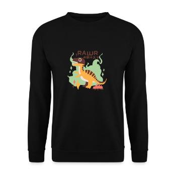 Dinosaurier Retro Asia - Unisex Pullover - Schwarz - Vorne - Alina (178cm) & Michal (187cm)
