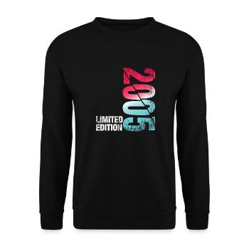 2005 Geburtstag - 18 Jahre - Limited Edition - Unisex Pullover - Schwarz - Vorne - Alina (178cm) & Michal (187cm)
