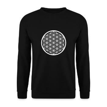 Lebensblume weiß - Unisex Pullover - Schwarz - Vorne - Alina (178cm) & Michal (187cm)