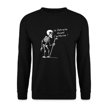 LA RETRAITE AVANT L'ARTHRITE ! (version flex) - Sweat-shirt Unisexe - noir - Devant - Alina (178cm) & Michal (187cm)