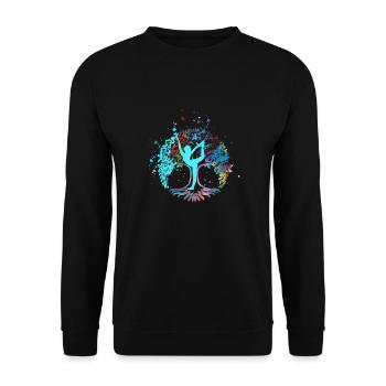 Tree of Life,Tree of Keben,Flowers, Yoga - Unisex Sweatshirt - black - Front - Alina (178cm) & Michal (187cm)
