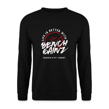 Benchpress Powerlifter Gym Quote Workout - Unisex Sweatshirt - black - Front - Alina (178cm) & Michal (187cm)
