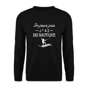 je peux pas j ai ski nautique / ski-nautique - Sweat-shirt Unisexe - noir - Devant - Alina (178cm) & Michal (187cm)