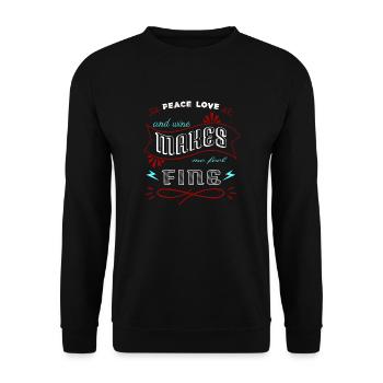 peace sign funny quote 1960s present idea wine - Unisex Sweatshirt - black - Front - Alina (178cm) & Michal (187cm)
