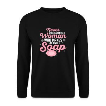 Never Underestimate A Woman Soapmaking Soapmaker - Unisex Sweatshirt - black - Front - Alina (178cm) & Michal (187cm)