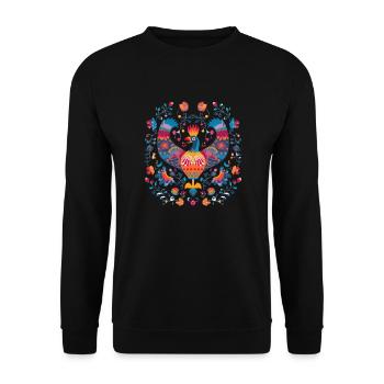 Der Vintage-Vogel - Unisex Pullover - Schwarz - Vorne - Alina (178cm) & Michal (187cm)