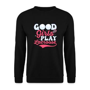 Good Girls Play Lacrosse Player Lifestyle - Unisex Pullover - Schwarz - Vorne - Alina (178cm) & Michal (187cm)