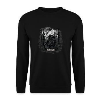 Survival Ausrüstung Pfadfinder Natur Survival-Fan - Unisex Pullover - Schwarz - Vorne - Alina (178cm) & Michal (187cm)