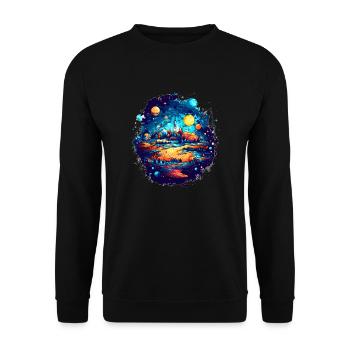 La vue sur un système solaire extraterrestre avec des planètes - Sweat-shirt Unisexe - noir - Devant - Alina (178cm) & Michal (187cm)