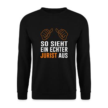 Jurist Jura lustiger Spruch Geschenk - Unisex Pullover - Schwarz - Vorne - Alina (178cm) & Michal (187cm)