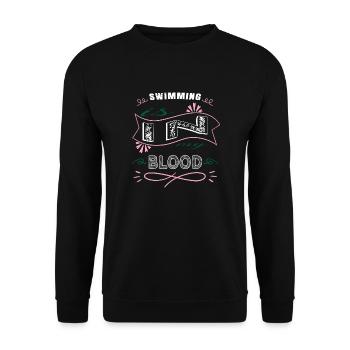 swim bike run sport funny swimming birthday - Unisex Sweatshirt - black - Front - Alina (178cm) & Michal (187cm)