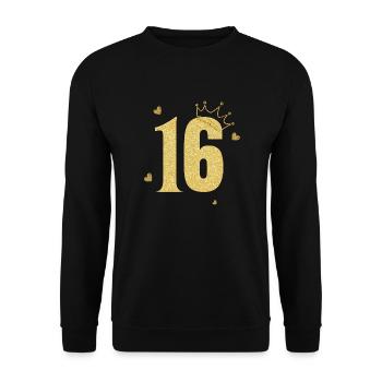 16th Anniversary Golden Crown - Unisex Sweatshirt - black - Front - Alina (178cm) & Michal (187cm)