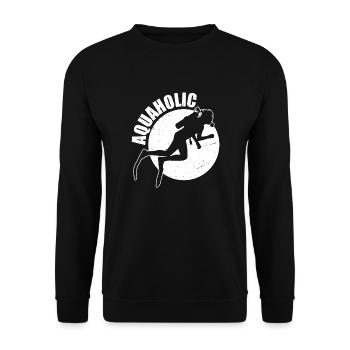 Lustiges Taucher Bild Humor Geschenkidee Aquaholic - Unisex Pullover - Schwarz - Vorne - Alina (178cm) & Michal (187cm)