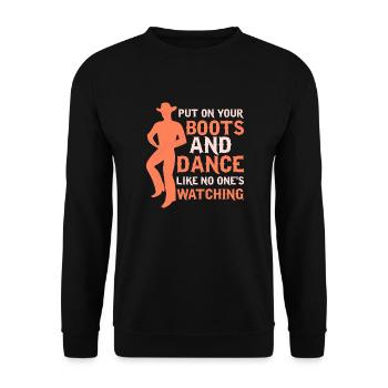 Put On Your Boots And Dance Country Music Line Dan - Unisex Sweatshirt - black - Front - Alina (178cm) & Michal (187cm)
