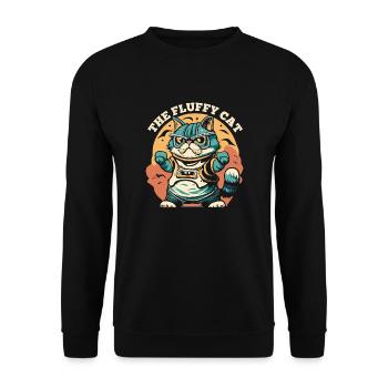 The Fluffy Cat - Unisex Sweatshirt - black - Front - Alina (178cm) & Michal (187cm)