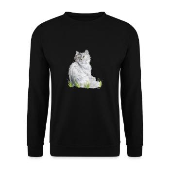 Plüschkatze - Unisex Pullover - Schwarz - Vorne - Alina (178cm) & Michal (187cm)