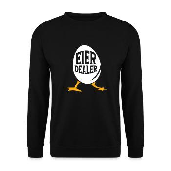 Eier Dealer Hühner Huhn Bauernhof Hennen - Unisex Pullover - Schwarz - Vorne - Alina (178cm) & Michal (187cm)