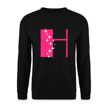 Buchstabe H Glitzer - Unisex Pullover - Schwarz - Vorne - Alina (178cm) & Michal (187cm)