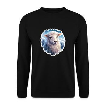 Weihnachtslamm - Unisex Pullover - Schwarz - Vorne - Alina (178cm) & Michal (187cm)
